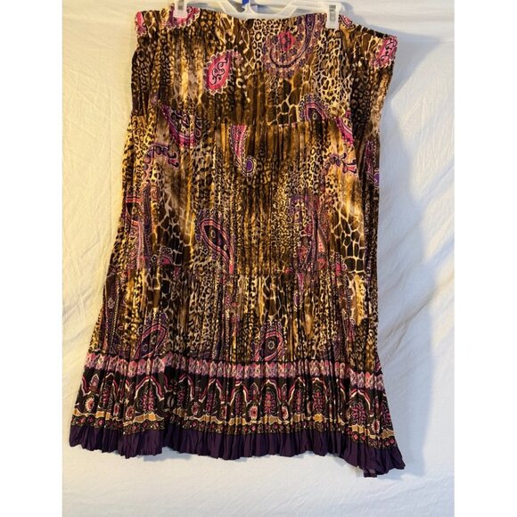 Laura Scott Pleated Purple Print embellished Maxi Skirt Womens Plus Size 2X - Picture 1 of 4
